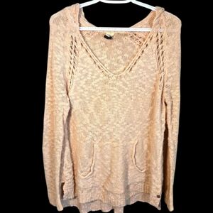 Roxy Cotton Crochet Peach Women's Pullover Size MED